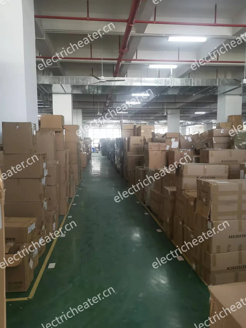 Container being loaded with finished heaters for overseas shipment
